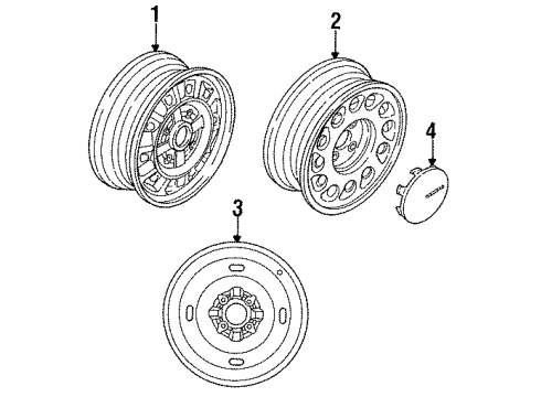 1992 Nissan 240SX Wheels, Covers & Trim 1989 240SX Wheel Cover Diagram for 999W1-49000