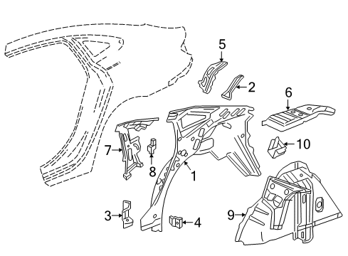 2019 Buick LaCrosse Inner Structure - Quarter Panel Inner Wheelhouse Diagram for 84338012