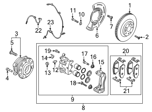 2021 Kia Telluride Front Brakes Front Brake Assembly, Left Diagram for 58110S9000
