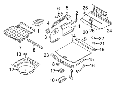 2007 BMW 530xi Interior Trim - Rear Body Stowage Compartment, Left Diagram for 51477114970