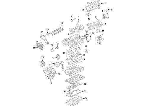 2005 Cadillac SRX Engine Parts, Mounts, Cylinder Head & Valves, Camshaft & Timing, Oil Pan, Oil Pump, Crankshaft & Bearings, Pistons, Rings & Bearings, Variable Valve Timing Piston Diagram for 89017430
