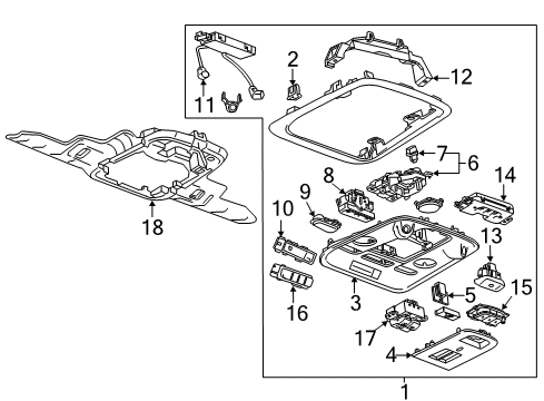 Diagram for 2013 Cadillac ATS Overhead Console 