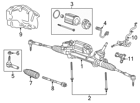 2012 Buick Regal P/S Pump & Hoses, Steering Gear & Linkage Gear Assembly Diagram for 13366874