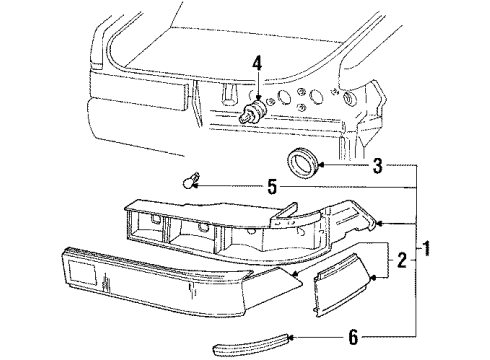 1992 Mercury Topaz Bulbs Tail Lamp Assembly Diagram for F26Y13404A