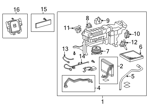 2011 Lexus LS460 A/C Evaporator & Heater Components Rear Cooling Unit Damper Servo Sub-Assembly, No.1 Diagram for 87106-50490