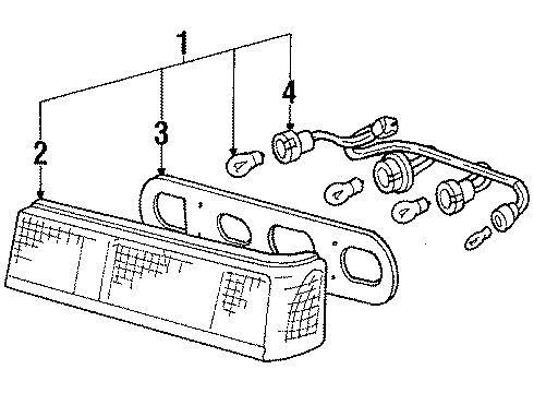 1987 Honda Civic Tail Lamps Taillight Assy., R. Diagram for 33500-SB3-673