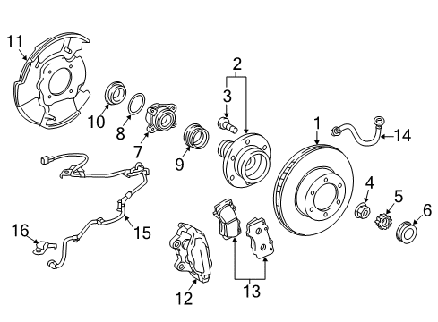 2020 Toyota Tacoma Front Brakes Wheel Bearing Mount Bolt Diagram for 90119-A0167