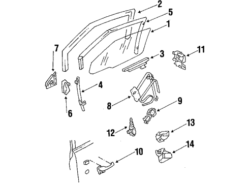 1987 Oldsmobile 98 Front Door - Glass & Hardware Sash Channel Diagram for 20475978