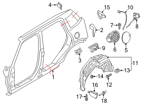 2012 Mini Cooper Countryman Quarter Panel & Components Rubber Grommet Diagram for 51257075026