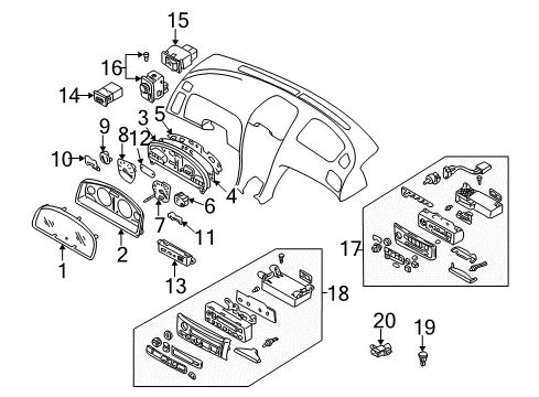 2000 Nissan Maxima A/C & Heater Control Units Speedometer Assembly Diagram for 24820-2Y900