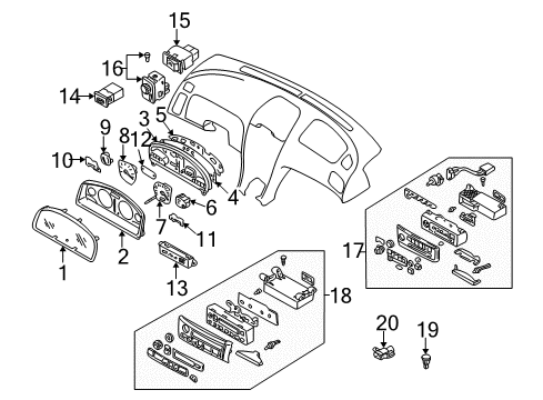 2000 Nissan Maxima A/C & Heater Control Units Tachometer Assy Diagram for 24825-2Y910