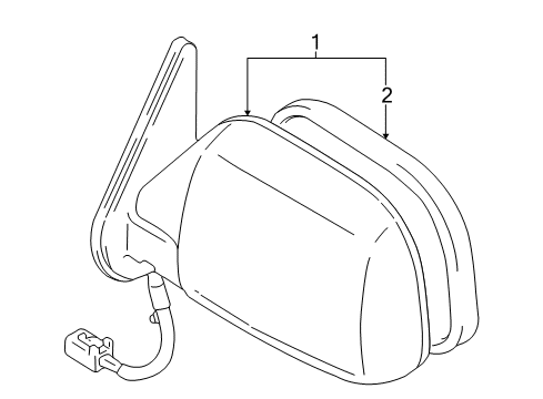 2001 Toyota 4Runner Outside Mirrors Mirror Assembly Diagram for 87910-3D020-D3