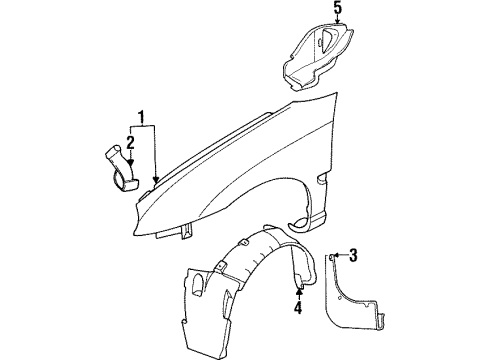 1995 Dodge Neon Fender & Components Shield Accessory Drive Diagram for 4655092