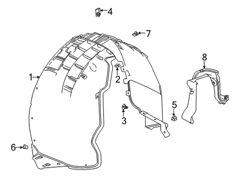 2022 Chevrolet Corvette Quarter Panel & Components Wheelhouse Liner Diagram for 84863635