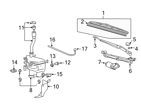 2004 Lexus GX470 Wiper & Washer Components Inlet Sub-Assy, Washer Diagram for 85301-60050