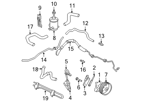 2003 Honda Pilot P/S Pump & Hoses, Steering Gear & Linkage Cooler, Power Steering Oil Diagram for 53765-S9V-A00