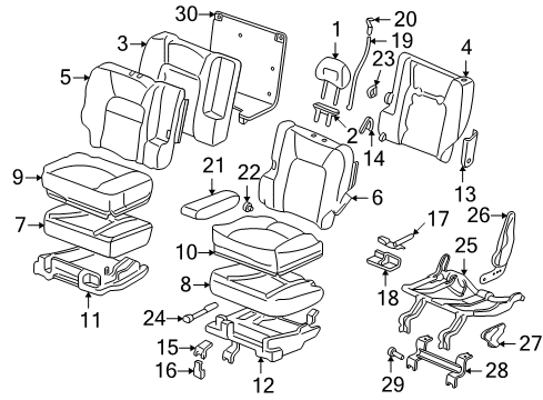 1999 Honda CR-V Rear Seat Components Collar, Armrest Diagram for 82187-S10-J01