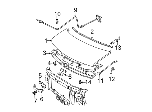 2013 GMC Savana 1500 Hood & Components Latch Diagram for 25721612