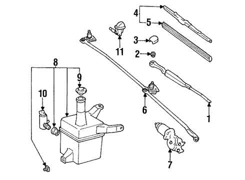1993 Toyota Celica Wiper & Washer Components Windshield Wiper Arm Assembly Diagram for 85210-20260