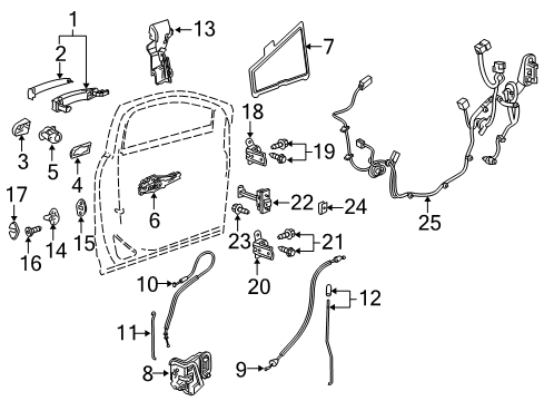 2020 Cadillac XT5 Front Door - Lock & Hardware Door Check Diagram for 23352644