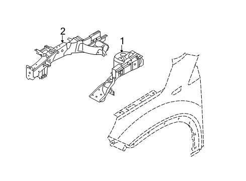 2011 Kia Sorento Structural Components & Rails Panel Assembly-Fender Apron Diagram for 645021U000