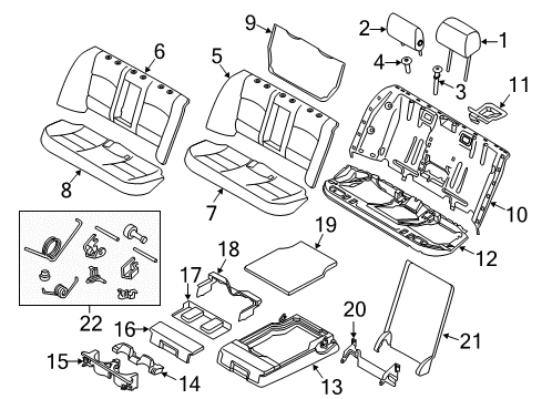 2012 BMW 550i Rear Seat Components Frame, Cupholder Diagram for 52207277925