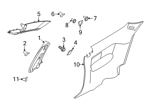 2008 Ford Focus Interior Trim - Quarter Panels Lock Pillar Trim Diagram for 8S4Z-6324357-AA