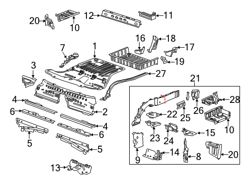 2015 Cadillac ATS Rear Floor & Rails Floor Extension Diagram for 22979283