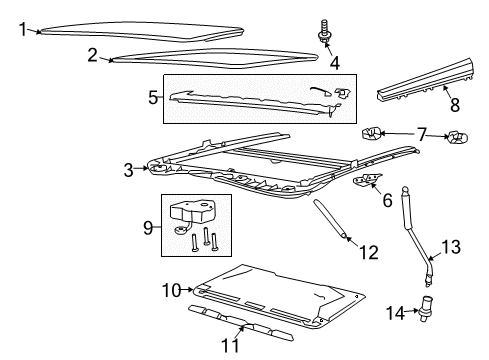 2014 Chevrolet SS Sunroof Sunroof Frame Bolt Diagram for 92139145