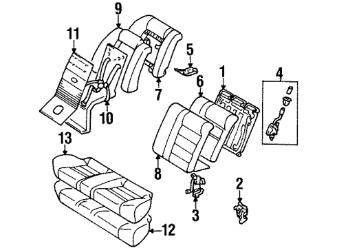 1998 Chevrolet Prizm Rear Seat Components Pad, Rear Seat Cushion(W/Frame) Diagram for 94858175