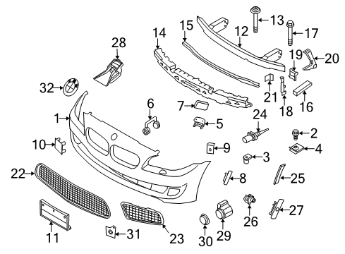 2014 BMW M5 Front Bumper Deformation Element, Front Bottom Left Diagram for 51118049671