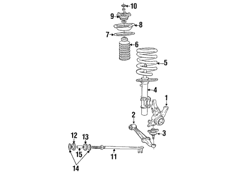 1995 Toyota MR2 Front Suspension Components Knuckle, Steering, RH Diagram for 43211-17070