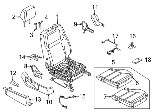 2022 Nissan Frontier Passenger Seat Components PAD ASSY-CUSHION, FRONT SEAT RH Diagram for 87311-9BU0A
