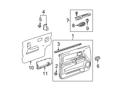 2005 GMC Canyon Interior Trim - Front Door Bezel Asm-Front Side Door Inside Handle *Titanium Diagram for 10371533