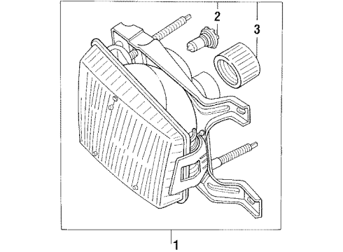 1989 Mitsubishi Precis Bulbs Headlamp Assembly, Left Diagram for 92101-21153