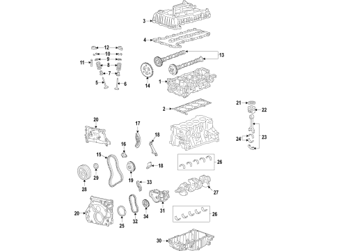 2019 Chevrolet Cruze Engine Parts, Mounts, Cylinder Head & Valves, Camshaft & Timing, Oil Pan, Oil Pump, Crankshaft & Bearings, Pistons, Rings & Bearings, Variable Valve Timing Bearings Diagram for 55588331