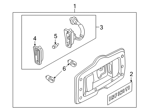 2002 Infiniti QX4 Bulbs Lamp Assembly-Licence Diagram for 26515-3W700