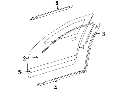 1988 Nissan Stanza Front Door & Components, Outside Mirrors, Exterior Trim WEATHERSTRIP Front Door LH Diagram for 80831-01R01