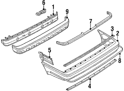 1987 Nissan Maxima Rear Bumper Shield-Sight, Rear Bumper Center Diagram for 85232-28E00