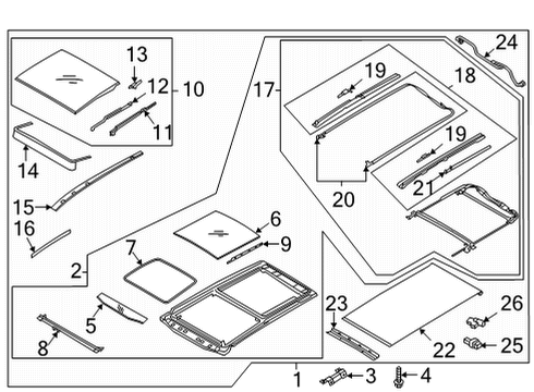 2021 Kia Sorento Sunroof BRKT-PANORAMAROOF Si Diagram for 81696P2000