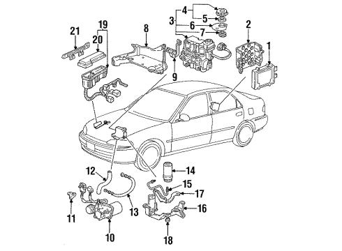 1992 Honda Civic Anti-Lock Brakes ABS Unit Diagram for 39790-SR3-A02