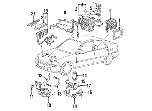 1994 Honda Civic Anti-Lock Brakes Wire Harness, ABS Fuse Box Diagram for 32230-SR1-A00