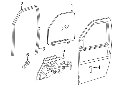 2007 GMC Savana 1500 Front Door - Glass & Hardware Window Regulator Diagram for 15221955