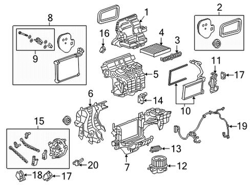 2021 GMC Sierra 2500 HD HVAC Case Evaporator Core Diagram for 85129265