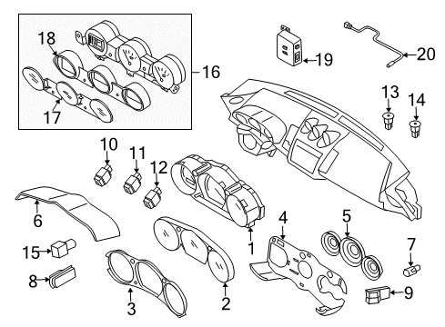 2004 Nissan 350Z Instruments & Gauges Speedometer Assembly Diagram for 24820-CE563