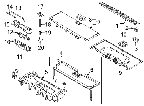 2016 Ford Expedition Interior Trim - Rear Body Rear Cover Handle Diagram for FL1Z-40116A76-AB