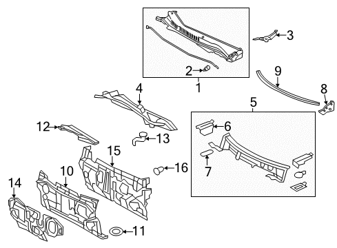 2015 Toyota Avalon Cowl Cowl Panel Diagram for 55701-07040