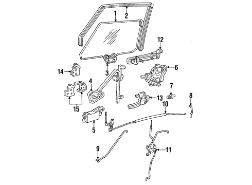 1988 Buick Electra Rear Door - Glass & Hardware Regulator Diagram for 20147473