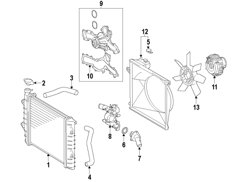 2011 Toyota Tacoma Cooling System, Radiator, Water Pump, Cooling Fan Upper Hose Diagram for 16571-0P020