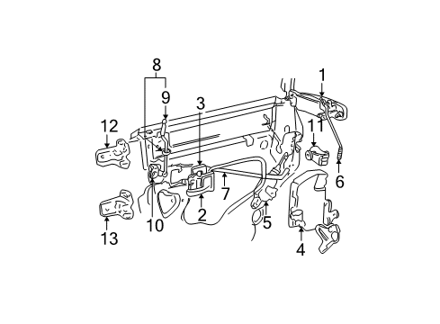2005 Lincoln Town Car Rear Door Latch Rods Diagram for 3W1Z-5426442-AA